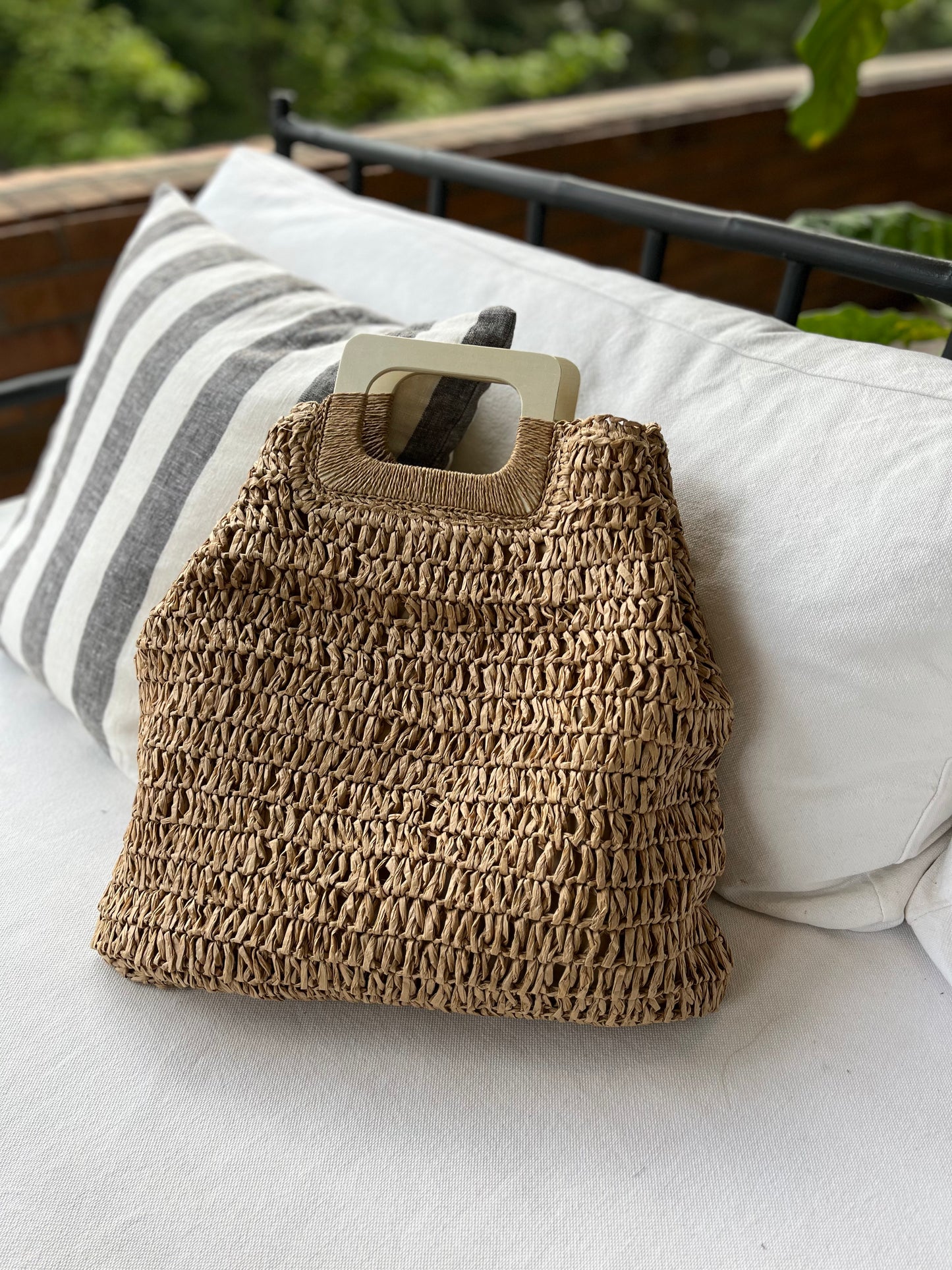 Rafia Beach Bag - Light brown