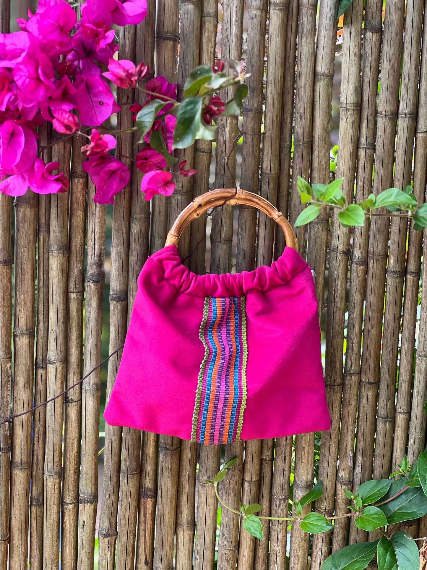 Clutch Bambú Étnico Fucsia