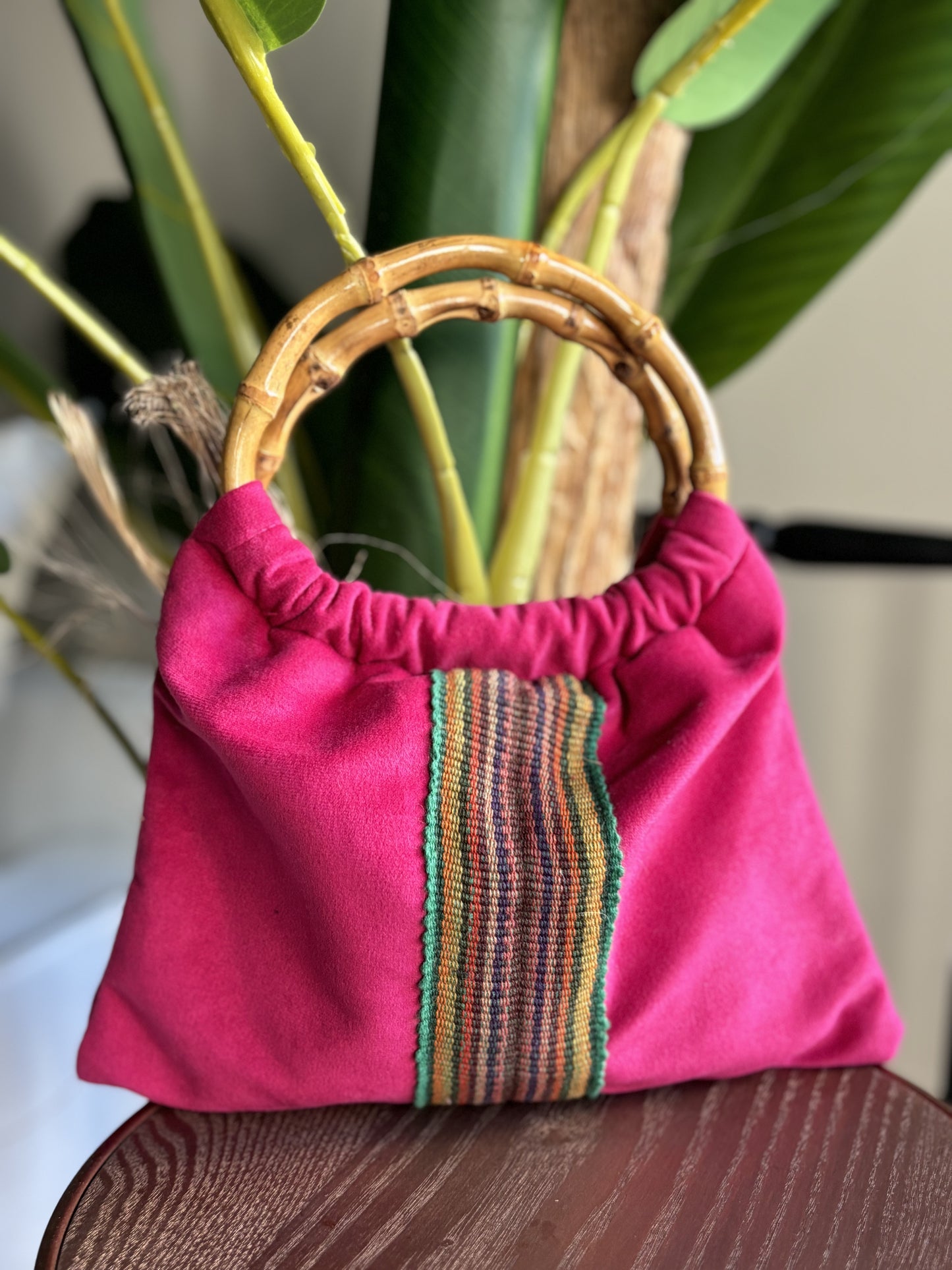 Clutch Bambú Étnico Fucsia
