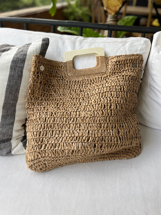 Rafia Beach Bag - Light brown