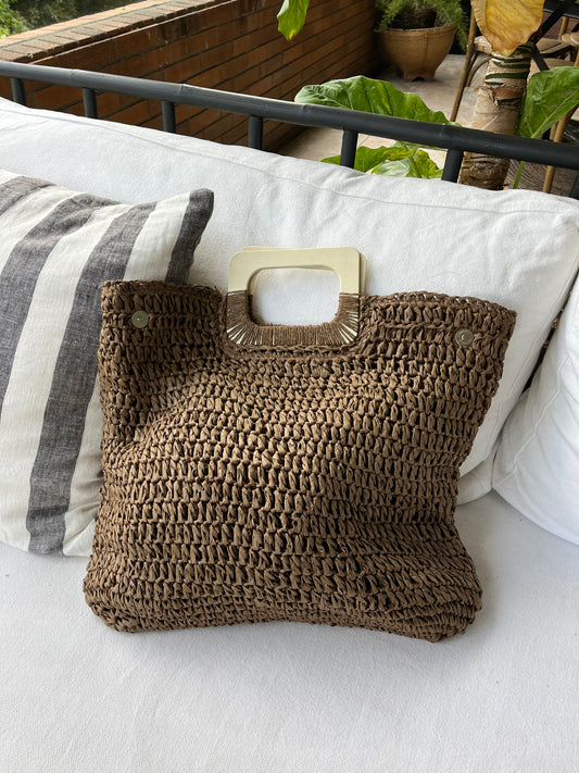 Rafia Beach Bag - Brown